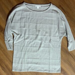 New York & Company Light Gray Striped Long Sleeve Top